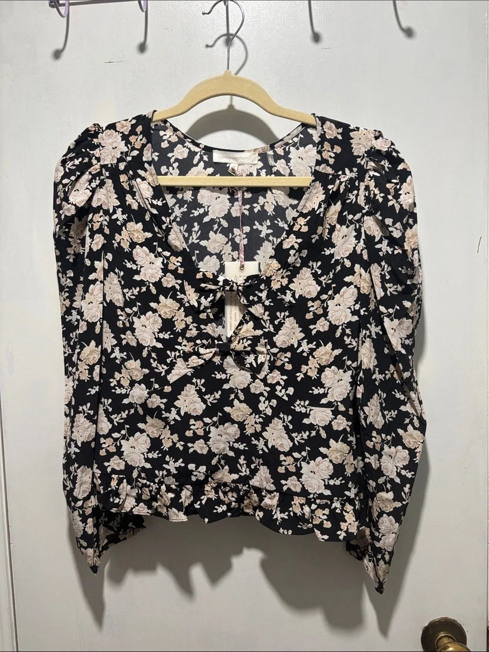 New NWT LOVESHACKFANCY Louis floral silk blouse size 10
